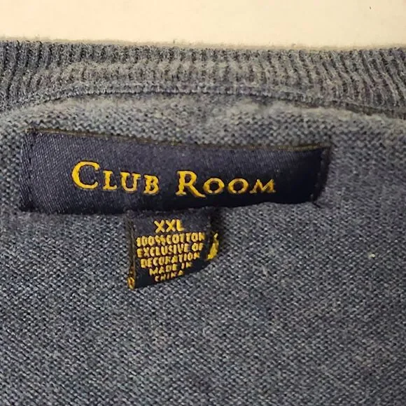 Club Room Men's Size XXL 100% Cotton Vest Blue V-Neck - Picture 2 of 4